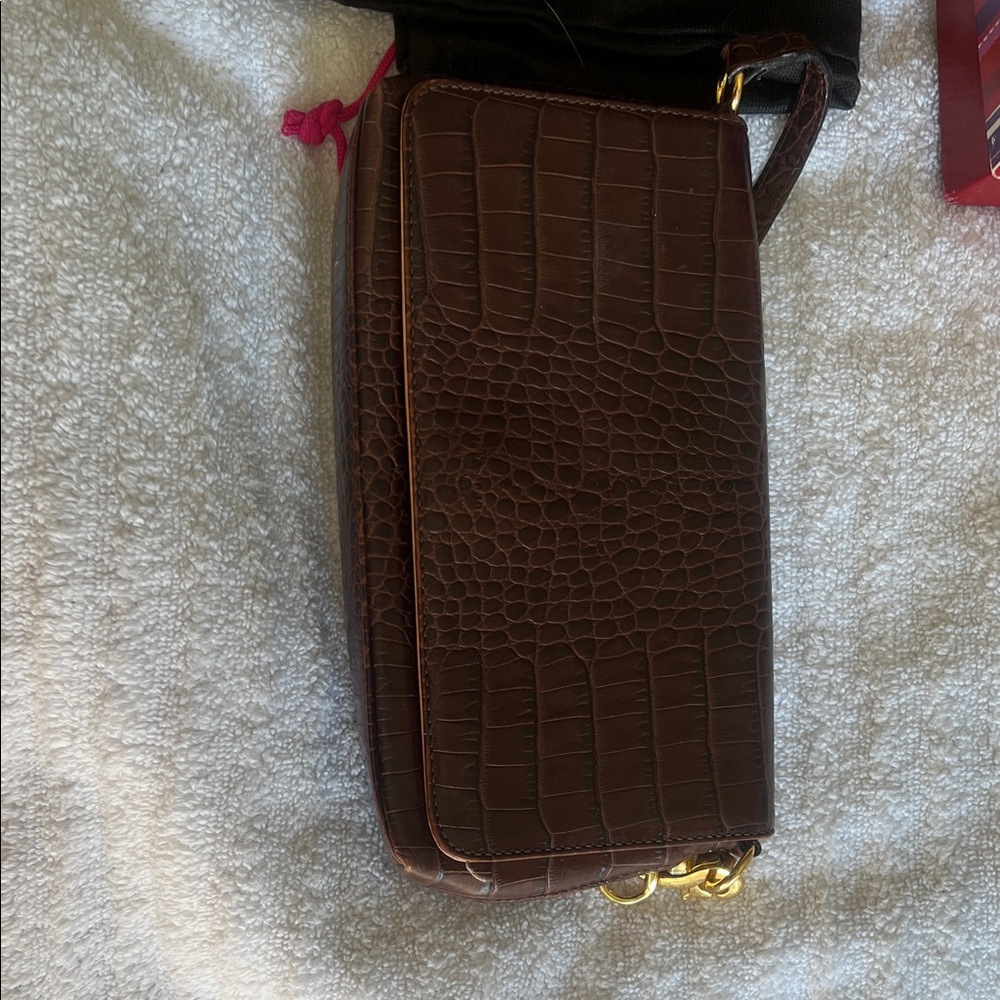 Kate Spade Chic Brown Crocodile-Embossed Clutch